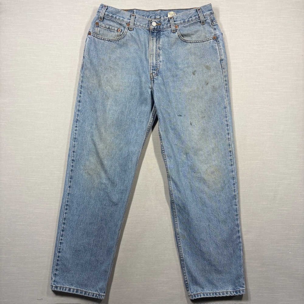 Levi's 550 Jeans Mens 36x30 Blue Light Denim Straight Light Stained Distressed‎
